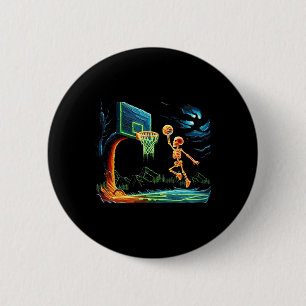 Skeleton Slam Dunk Hoop Sketll Halloween Men Boys  6 Cm Round Badge