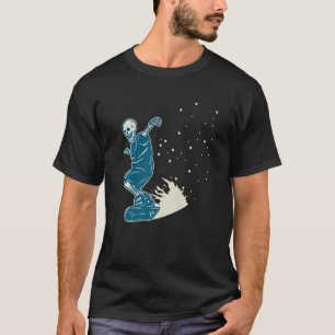 Skeleton Snow Boarding Sliding Sport Snowboarding T-Shirt