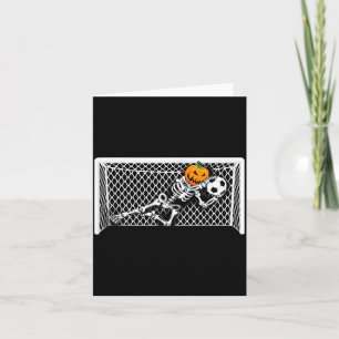 Skeleton Soccer Goal Keeper Halloween Pumpkin Card