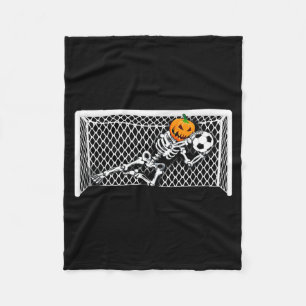Skeleton Soccer Goal Keeper Halloween Pumpkin Fleece Blanket