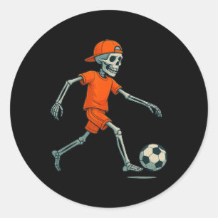Skeleton Soccer Halloween Costume Funny Footll Men Classic Round Sticker