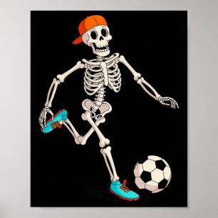 Skeleton Soccer Halloween Costume Poster