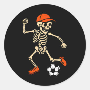 Skeleton Soccer Halloween Costume Spooky Sport Pla Classic Round Sticker