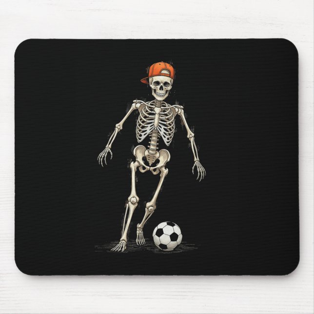 Skeleton Soccer Halloween Funny Spooky Playing Soc Mouse Pad (Front)