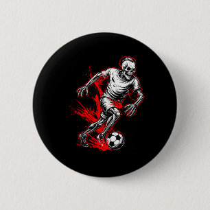 Skeleton Soccer Player - Spooky Halloween Ghost  6 Cm Round Badge