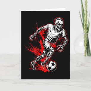 Skeleton Soccer Player - Spooky Halloween Ghost Card