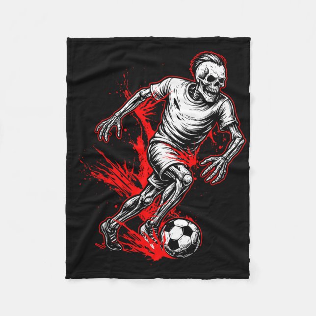 Skeleton Soccer Player - Spooky Halloween Ghost  Fleece Blanket (Front)