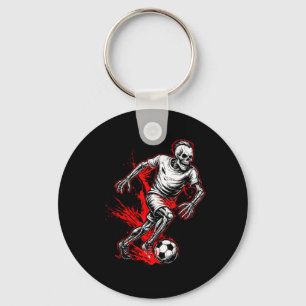 Skeleton Soccer Player - Spooky Halloween Ghost  Key Ring