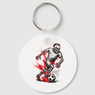 Skeleton Soccer Player - Spooky Halloween Ghost Key Ring
