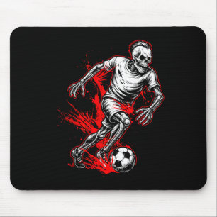 Skeleton Soccer Player - Spooky Halloween Ghost Mouse Pad