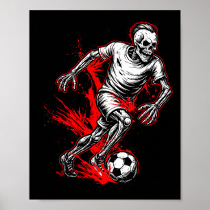 Skeleton Soccer Player - Spooky Halloween Ghost  Poster