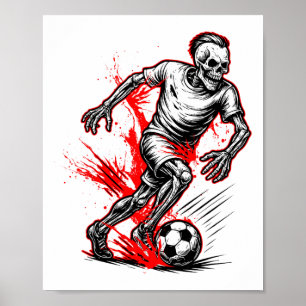 Skeleton Soccer Player - Spooky Halloween Ghost  Poster