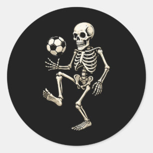 Skeleton Soccer Player Spooky Halloween Soccer For Classic Round Sticker