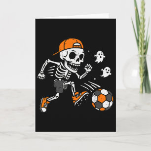 Skeleton Soccer Pumpkin Halloween Costume Boys Tee Card