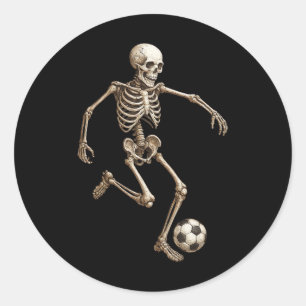 Skeleton Soccer Retro Halloween Costume Funny Men  Classic Round Sticker