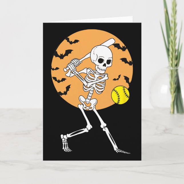 Skeleton Softll Player Halloween Softll For Women  Card (Front)