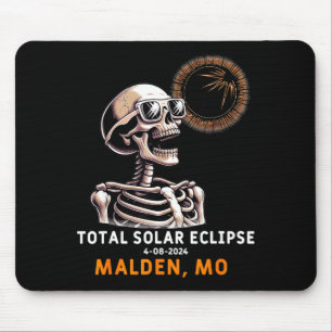 Skeleton Solar Eclipse Malden Missouri Illustratio Mouse Pad