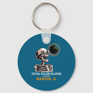 Skeleton Solar Eclipse Marion Illinois Key Ring
