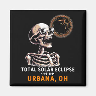 Skeleton Solar Eclipse Urbana Ohio Illustration Magnet