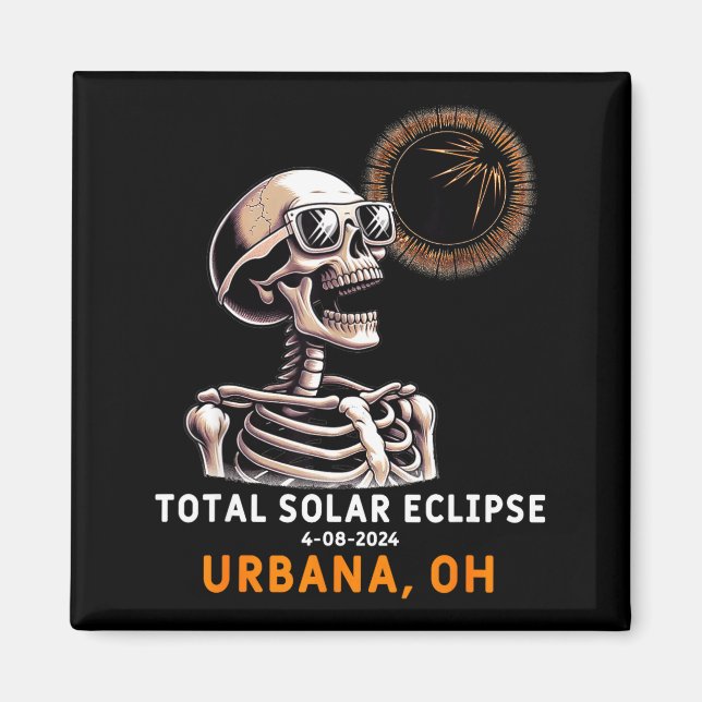 Skeleton Solar Eclipse Urbana Ohio Illustration Magnet (Front)