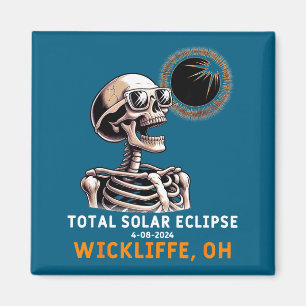 Skeleton Solar Eclipse Wickliffe Ohio Illustration Magnet