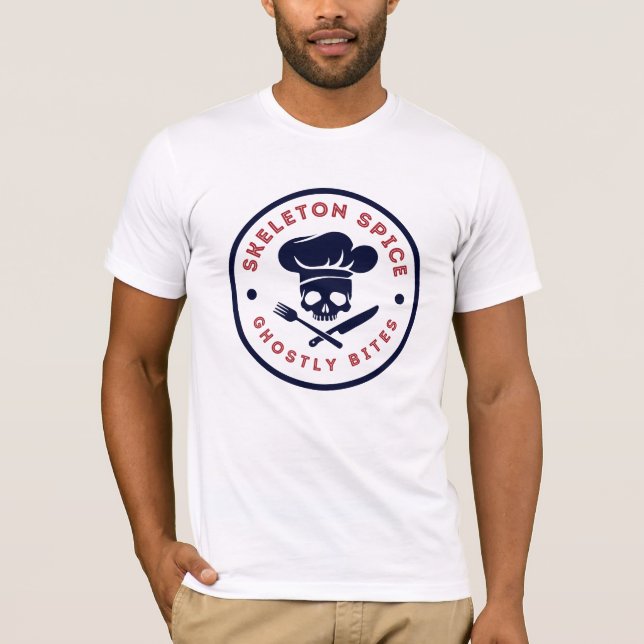 Skeleton Spice Ghostly Bites Chef Skeleton T-Shirt (Front)