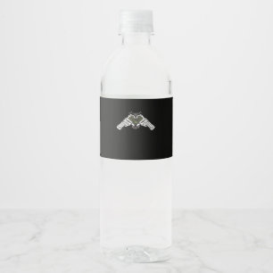 Skeleton Spider Heart Water Bottle Label