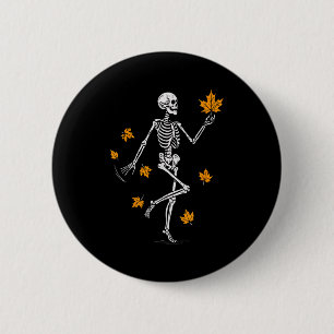 Skeleton Spooky Dancing Fall Halloween Thanksgivin 6 Cm Round Badge