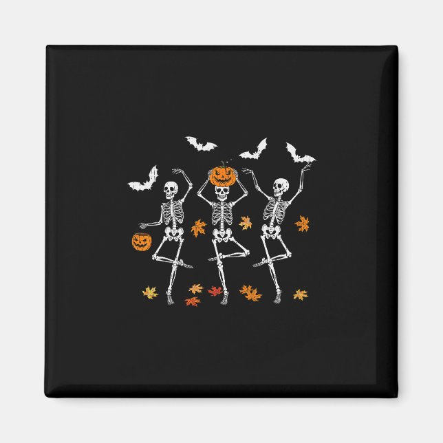 Skeleton Spooky Dancing Fall Halloween Thanksgivin Magnet (Front)