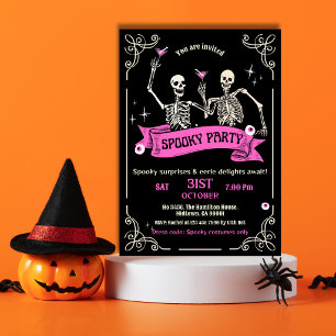 Skeleton Spooky Party Halloween Costume Cocktail Invitation