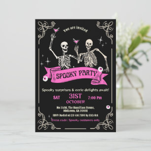 Skeleton Spooky Party Halloween Costume Cocktail Invitation