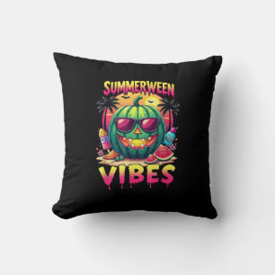 Skeleton Summer Summerween Vibes Watermelon Jack-O Cushion