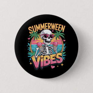 Skeleton Summerween Vibes IceCream 6 Cm Round Badge