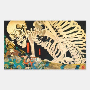 Skeleton Summoned by Witch Kuniyoshi Fine Art Rectangular Sticker