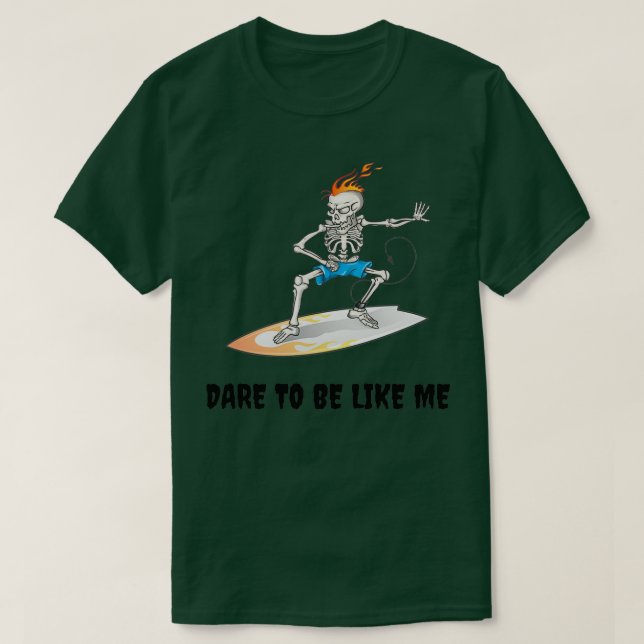 Skeleton Surf Surfing Halloween Surfing T-Shirt (Design Front)