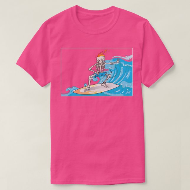 Skeleton Surf Surfing T-Shirt (Design Front)