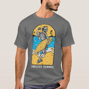 Skeleton Surfer Beach Surfing Surfboard Vintage Sk T-Shirt