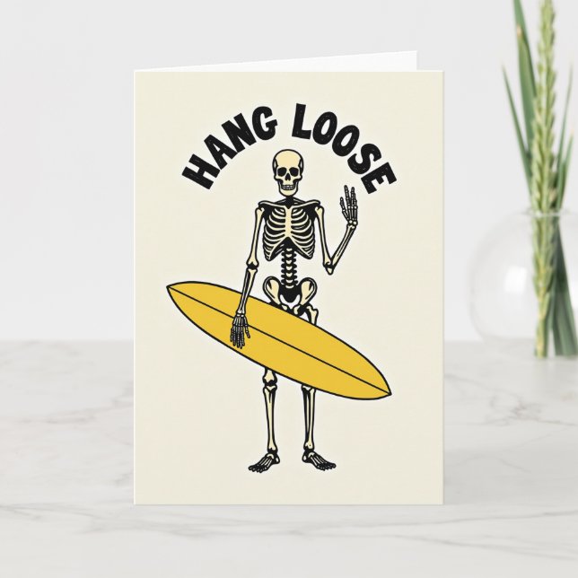 Skeleton Surfer Birthday Wish Card (Front)