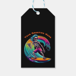 Skeleton Surfer Riding A Wave Gift Tags