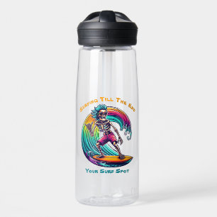 Skeleton Surfer Riding A Wave Water Bottle