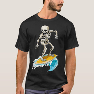 Skeleton Surfer Surfboard Beach Summer Waves Surf  T-Shirt