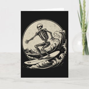 Skeleton Surfer Vintage Big Wave Surfing Funny Hal Card