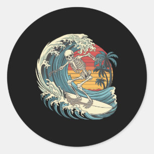 Skeleton Surfing _1 Classic Round Sticker