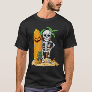 Skeleton Surfing Halloween Hawaii Hawaiian Men Wom T-Shirt