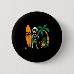 Skeleton Surfing Halloween Surfer Costume Hawaiian 6 Cm Round Badge
