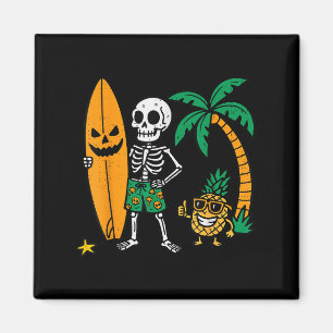 Skeleton Surfing Halloween Surfer Costume Hawaiian Magnet