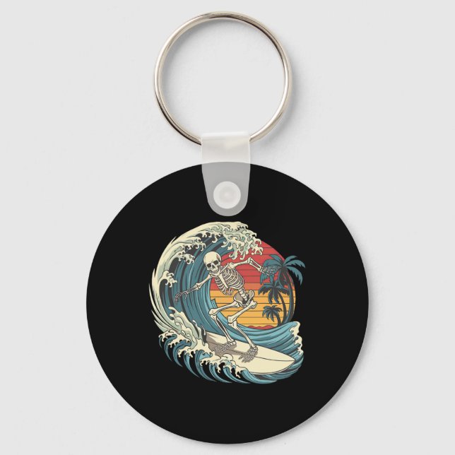 Skeleton Surfing  Key Ring (Front)
