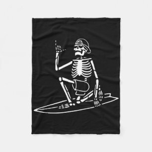 Skeleton Surfing Lazy Halloween Costume Skull Bone Fleece Blanket