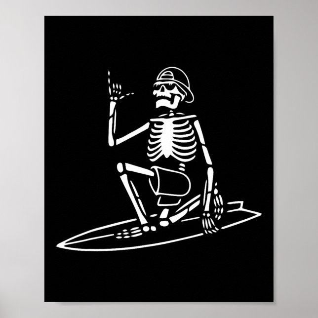 Skeleton Surfing Lazy Halloween Costume Skull Bone Poster (Front)