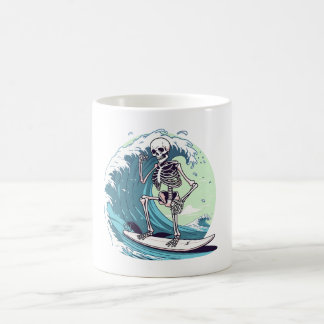 Skeleton Surfing the Waves Coffee Mug